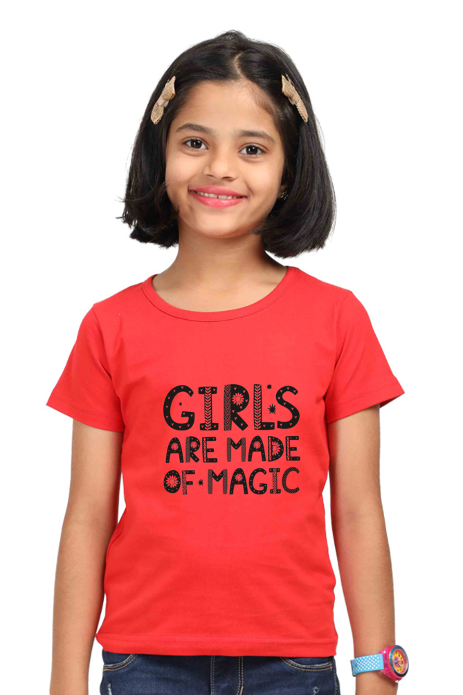 Girls Are Made Of Magic Kids Half Sleeve T-Shirt