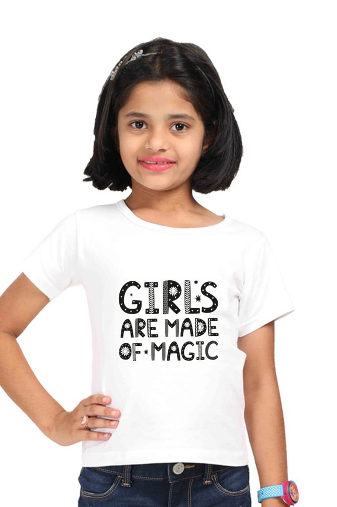 Girls Are Made Of Magic Kids Half Sleeve T-Shirt