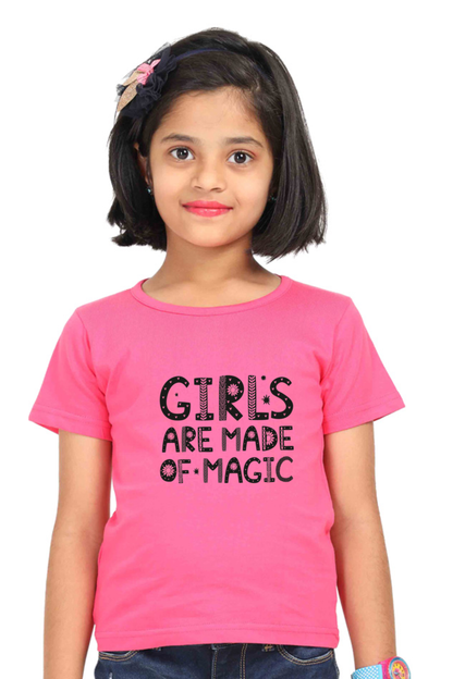 Girls Are Made Of Magic Kids Half Sleeve T-Shirt