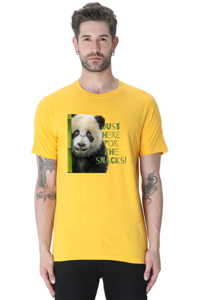 Just Here For The Snacks Panda Half Sleeve Tshirt