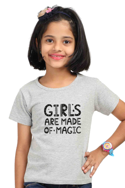 Girls Are Made Of Magic Kids Half Sleeve T-Shirt