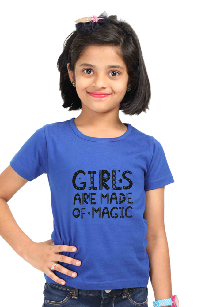 Girls Are Made Of Magic Kids Half Sleeve T-Shirt